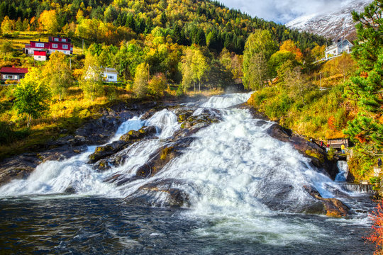 Waterfalls at Hellesylt, Norway