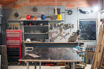 Retro / vintage workshop with misc. tools.
