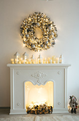 Christmas decoration for photo shoots with a golden white style