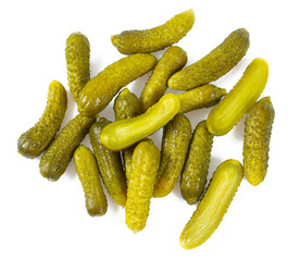 small pickled cucumbers isolated on white