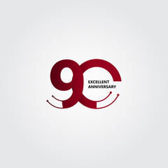 90 Years Excellent Anniversary Vector Template Design Illustration