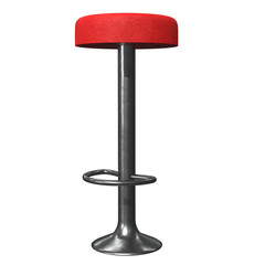 Retro red vintage bar stool. High chair. Bar interior design. 3d render isolated on white background