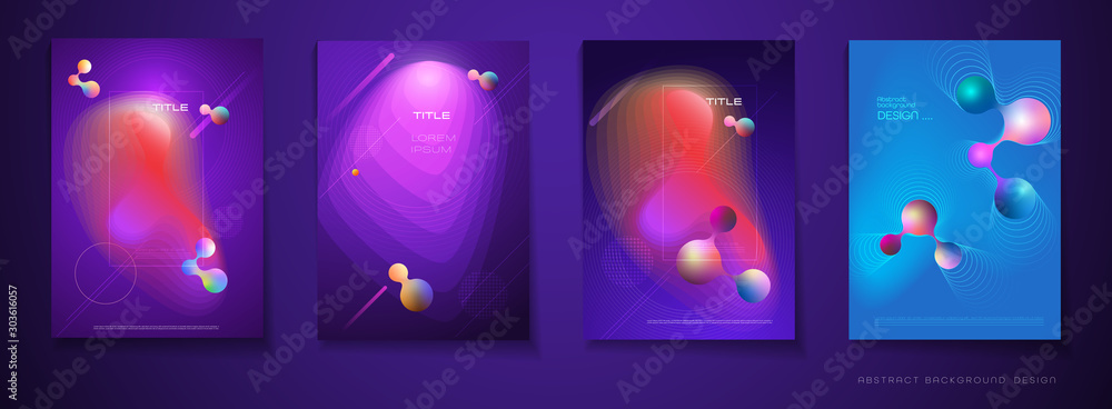 Aufkleber vector set of abstract background, composition colorful fluid abstraction, holographic and gradient 