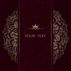 Mandala Luxury Background, ornament template for wedding invitation, book cover, flyer, menu, brochure, postcard, background, wallpaper, decoration, gold and dark red Bordeaux