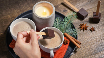 Obraz na płótnie Canvas Hot Chocolate With Chocolate Sticks