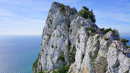 View of the Rock of Gibraltar, a British Overseas Territory on the South coast of Spain where the...