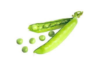 Peas pods isolated.
