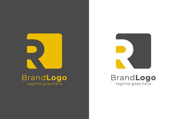 Letter R Square Rounded Logo Design Template Element Flat Vector Illustration - obrazy, fototapety, plakaty