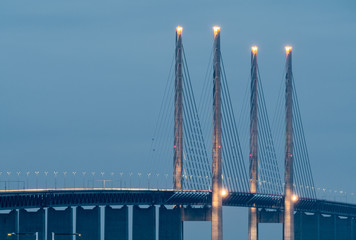 The Oresund bridge transformed into the world's largest advent candelabra in Christmas time in Malmo - Sweden