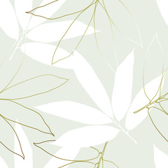 Seamless tropical pattern with  leaves.  Graphic vector background.