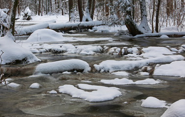 Small creek winter icicles