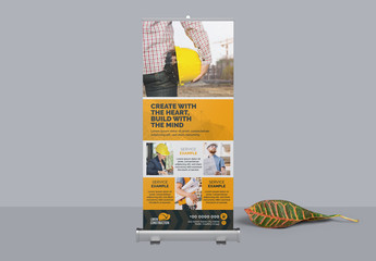 Construction Roll Up Banner Layout with Orange Accents