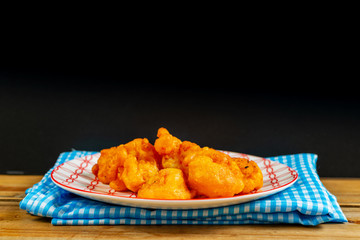 Thai food fried Oegopsida on a plate