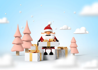 3d rendering christmas and gift of Santa claus.