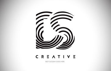 DS Lines Warp Logo Design. Letter Icon Made with Circular Lines.