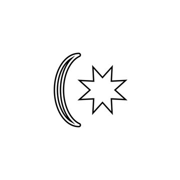 Moon and star icon. Turkey flag symbol. Logo design element