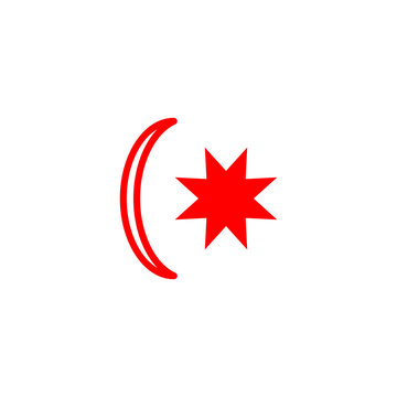 Moon and star icon. Turkey flag symbol. Logo design element