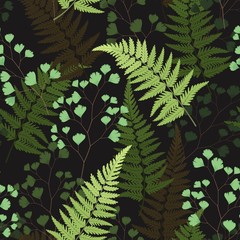 Fototapeta na wymiar Vector seamless floral pattern with fern leaves