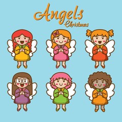 Christmas angels characters Vector eps 10