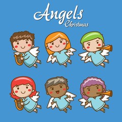 Christmas angels characters Vector eps 10