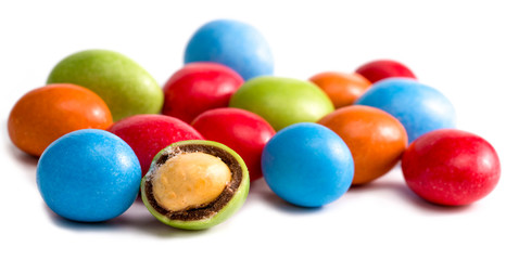 Fototapeta na wymiar .colored round candies on a white background