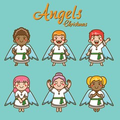 Christmas angels characters Vector eps 10
