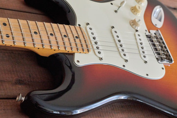 Electric guitar color sunburs with amplifier