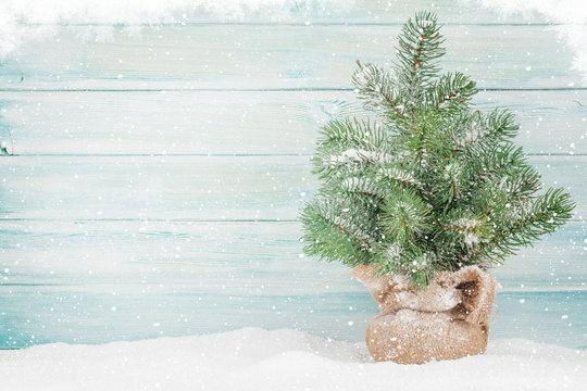 Christmas card with fir tree