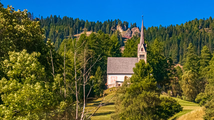 Beautiful church at Vigo di Fassa, South Tyrol, Italy
