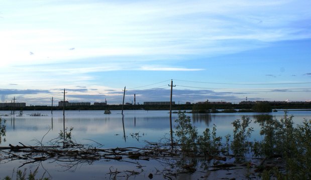 summer spill Obi floods in the city of Langepas