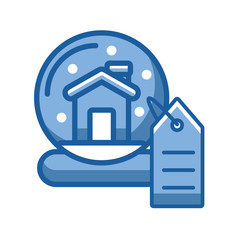 merry christmas crystal ball with house