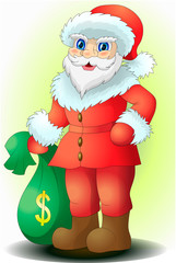 Vector cartoon character - Santa Claus with gifts