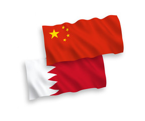 Flags of Bahrain and China on a white background