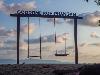 Rope swing on the beach of Koh Phangan