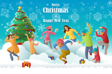 Happy Family Celebrating the Christmas