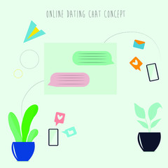 online dating chat room concept design. flat design illustration