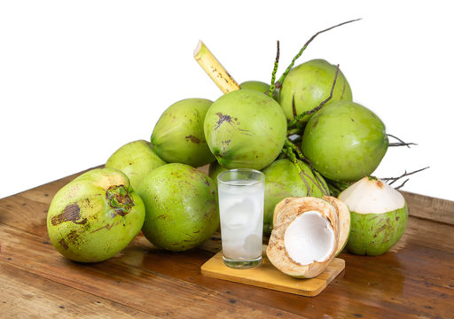 Fresh  Coconut Water with coconuts.Drink coconut water. Healthy food concept.
