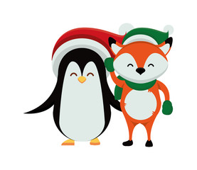 cute penguin with christmas hat character