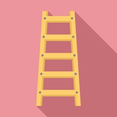 Wood ladder icon. Flat illustration of wood ladder vector icon for web design