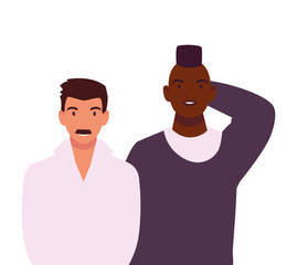 Fototapeta premium men with different poses on white background