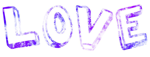 Love text illustration with galaxy texture for valentine day