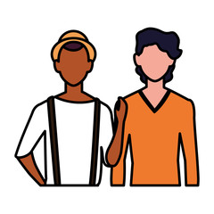 men faceless with different poses on white background