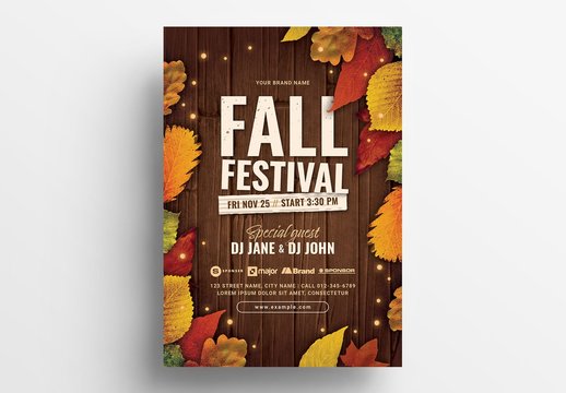 Fall Festival Flyer Layout with Autumn Theme