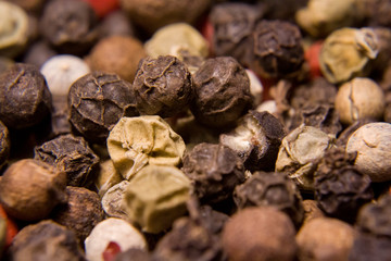Pepper mix. Black, red and white peppercorns
