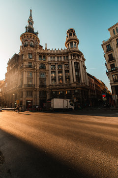 Low angle view of Don Tomas de Allende's House at Plaza de Canalejas, Madrid, Spain