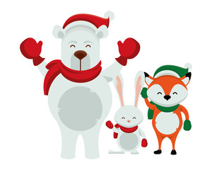 group of characters with christmas clothes