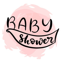 Baby shower girl and boy invitation with hand drawn lettering. Template for birthday party card. 