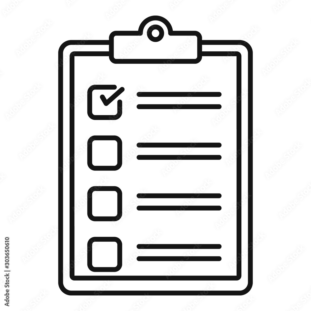 Poster paper checklist icon. outline paper checklist vector icon for web design isolated on white backgroun