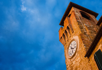 Passignano sul Trasimeno old clock tower, a city landmark (with copy space)
