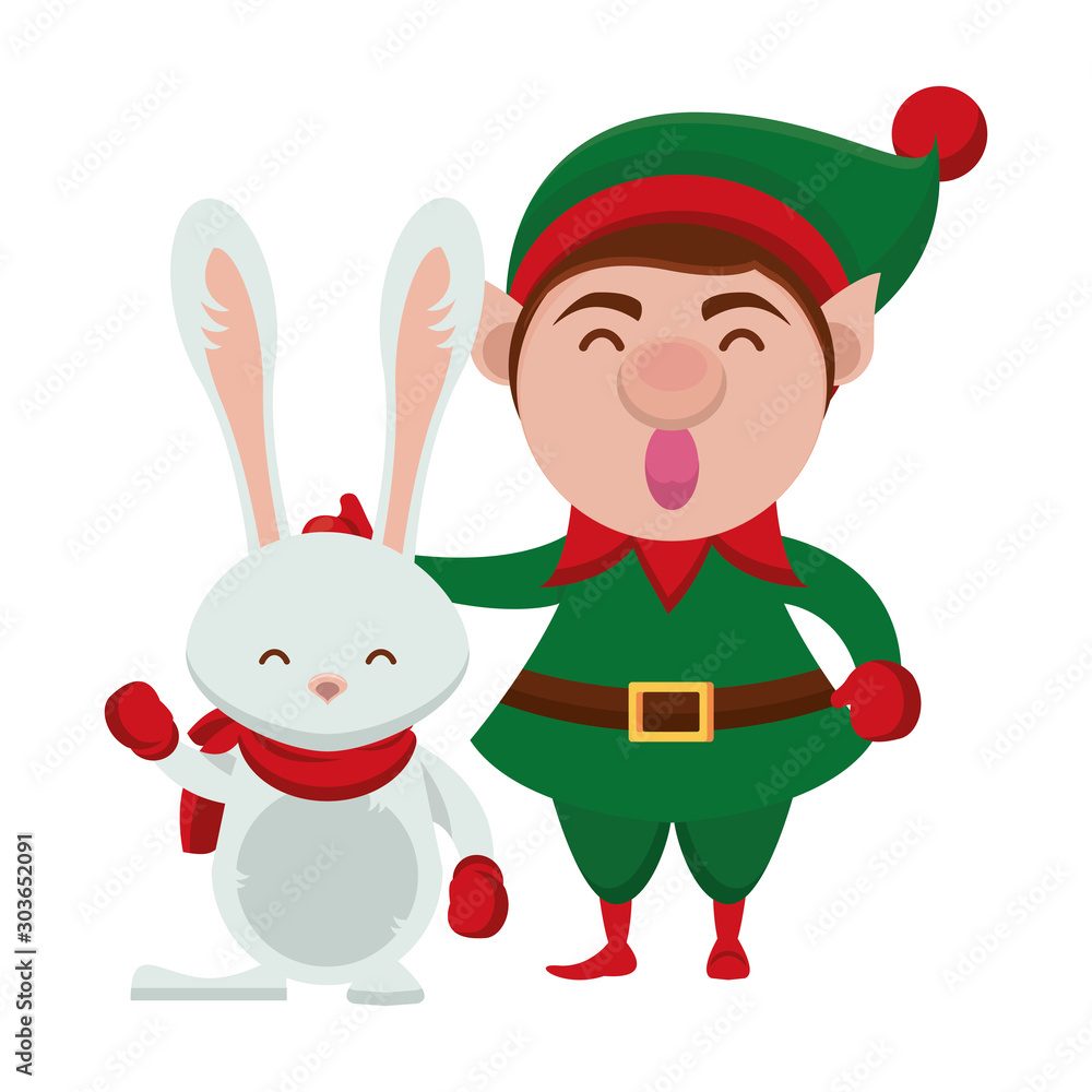 Sticker cute santa helper christmas character